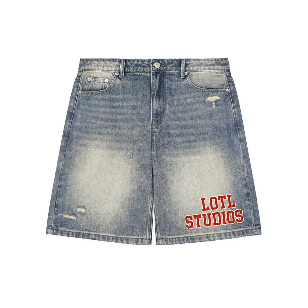 Lotl Studios Faded Distressed Baggy Denim Shorts